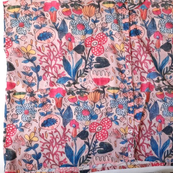 Natural Life Kelly One Size Button Up Top Pink Floral O/S - Picture 7 of 9